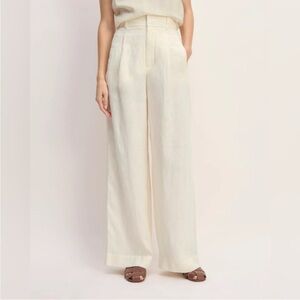 Everlane The Linen Way High Drape Pant - Size 0 Bone - 100% Linen